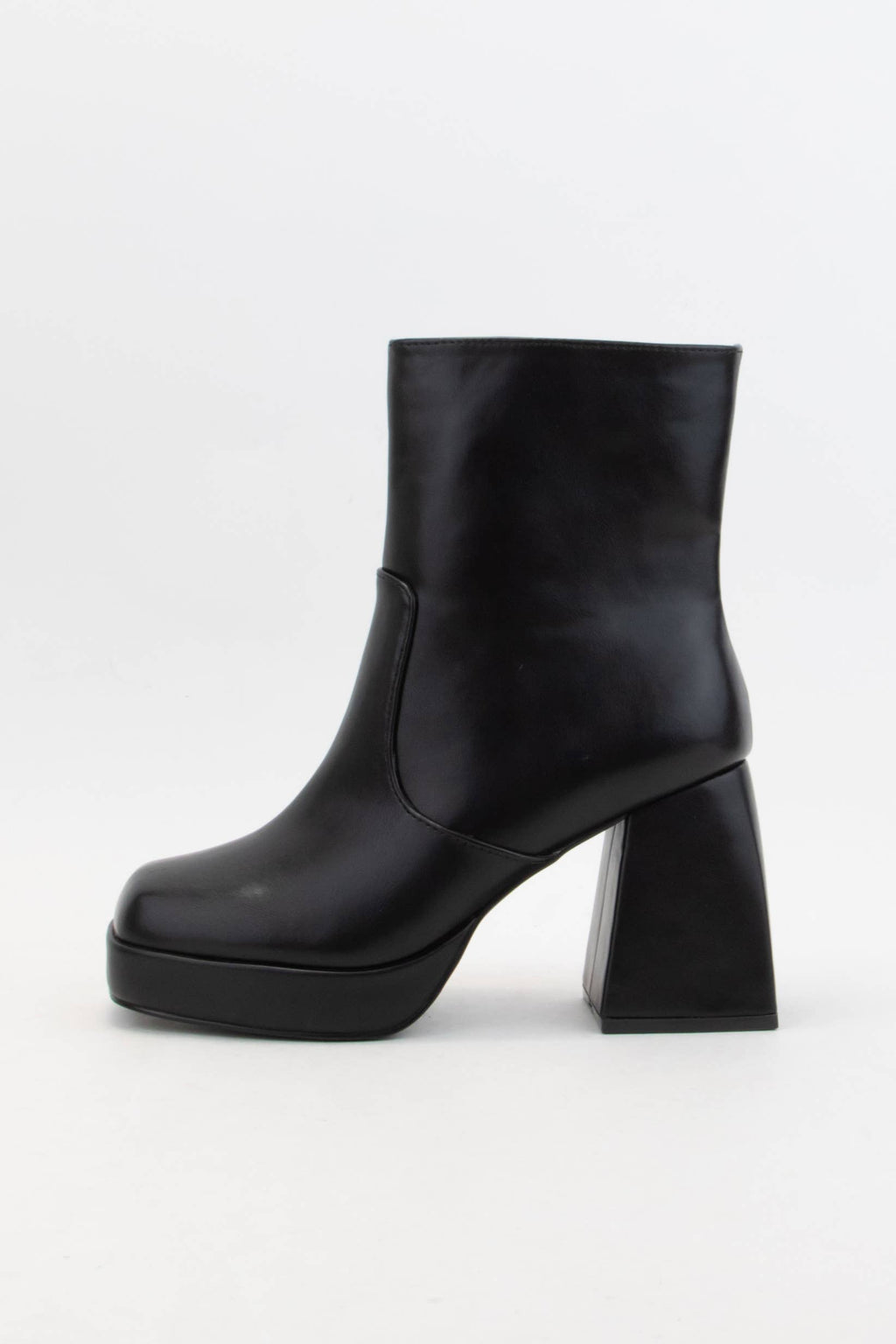 Square-Toe Chunky Flare Block Heel Ankle Boots