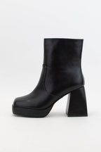 Square-Toe Chunky Flare Block Heel Ankle Boots