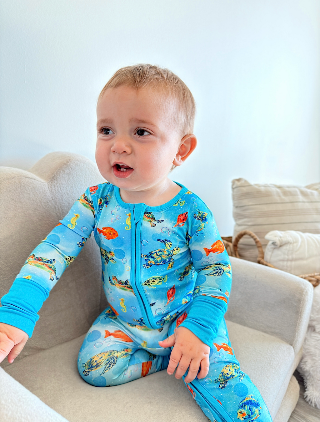 Sea Turtle Bamboo Convertible Zippy Romper