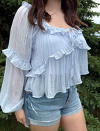 High Rise Denim Frayed Hem Shorts
