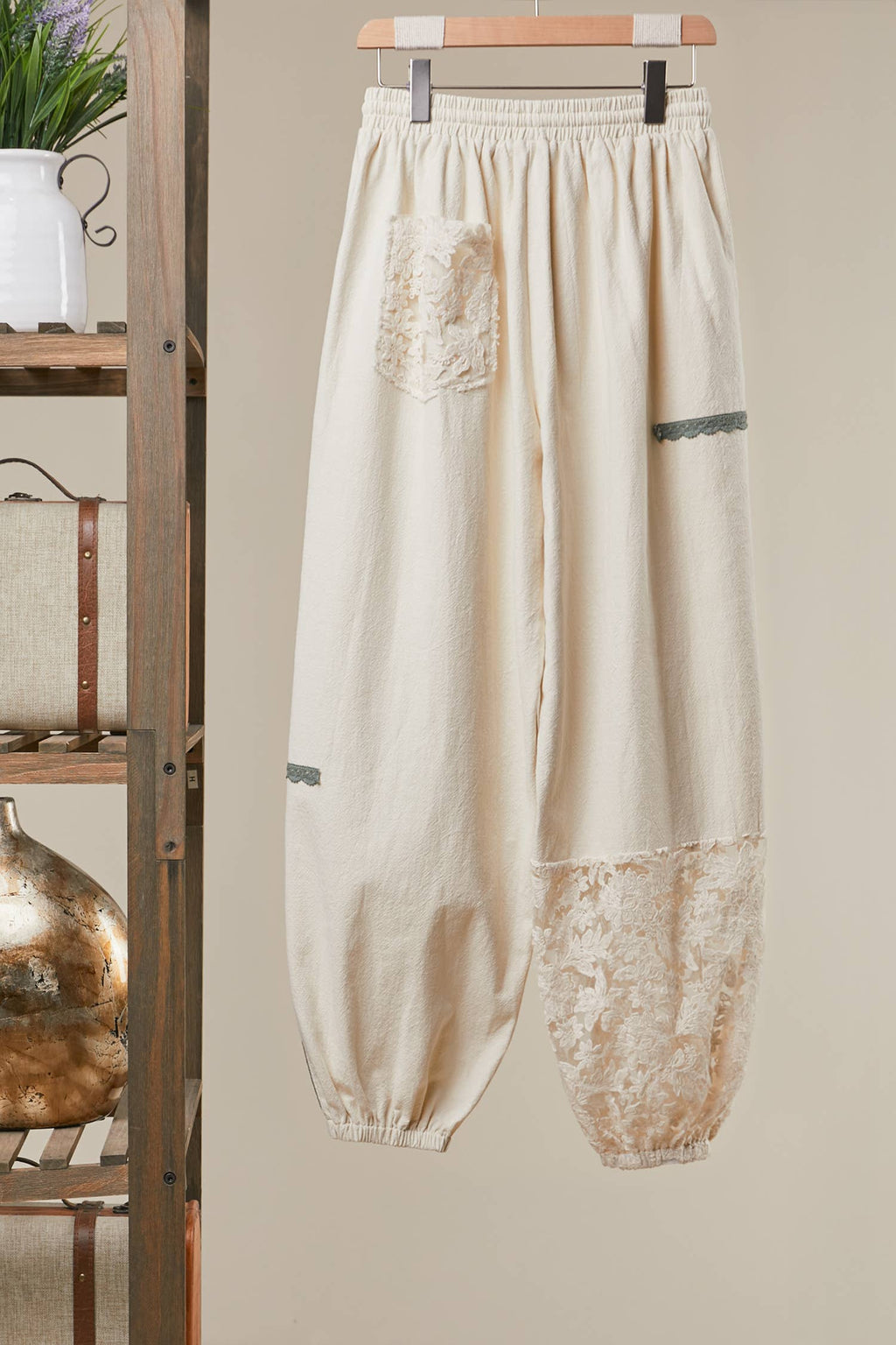 Lace Patchwork Jogger Pants