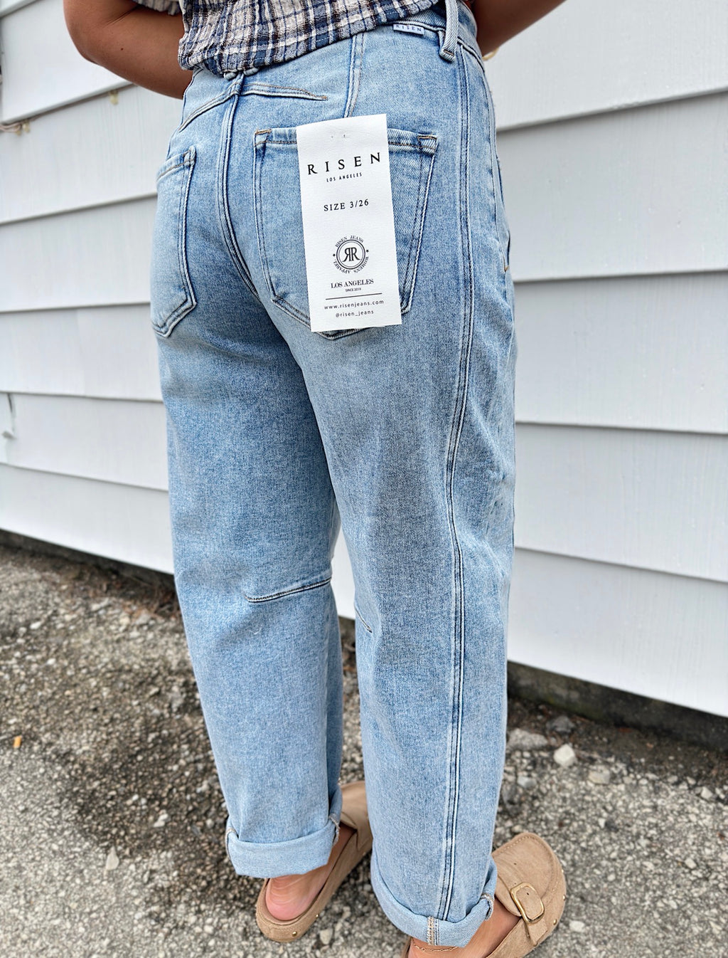 High Rise Crop Barrel Cuffed Jeans