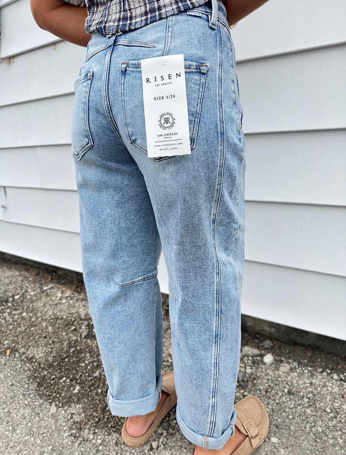 High Rise Crop Barrel Cuffed Jeans