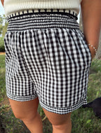 Gingham Smocked Waist Shorts