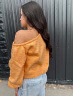 Orange Asymmetrical Shoulder Sweater
