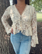 Lace Button-Down Blouse