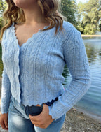 Scallop Hem Cable Knit Cardigan