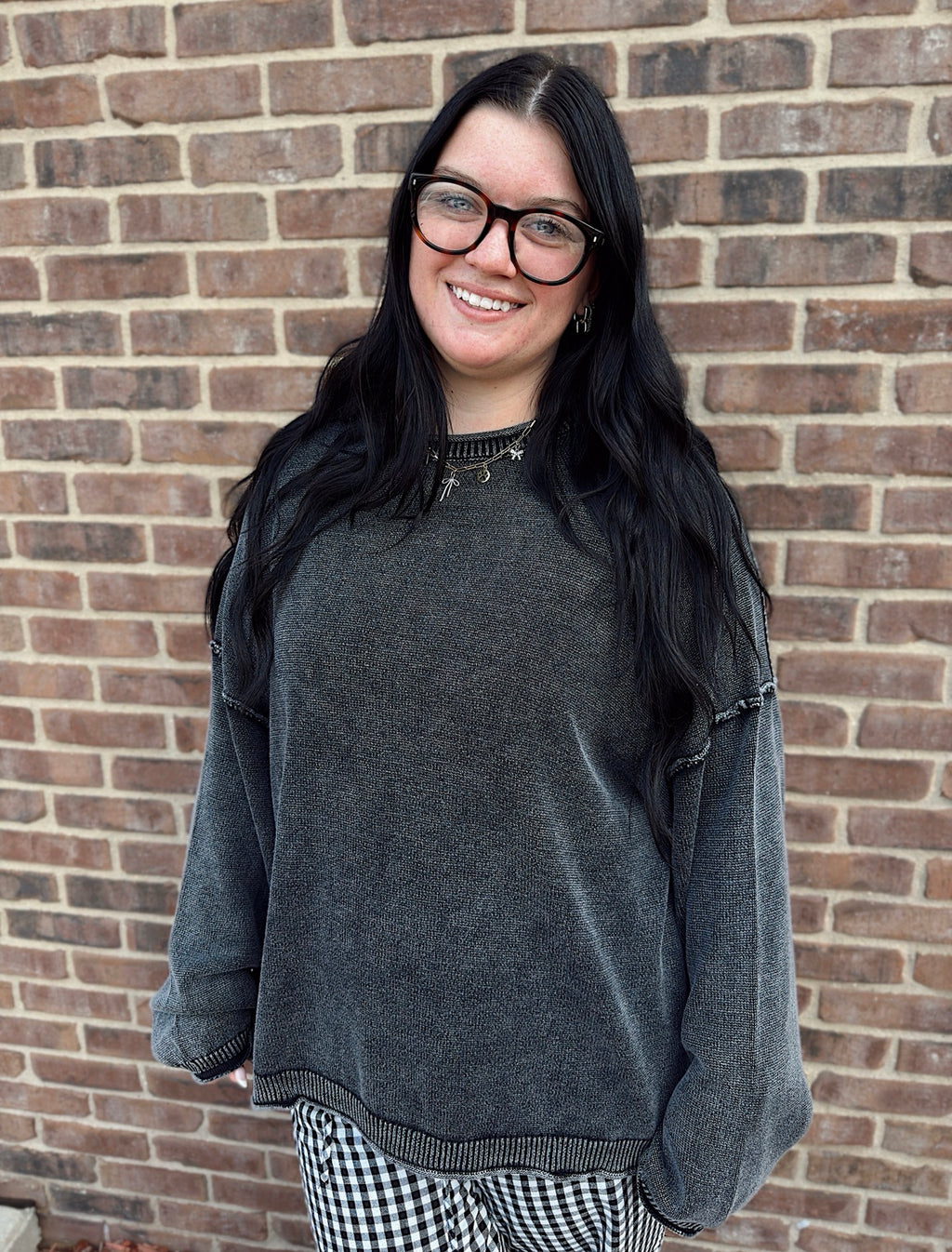 Vintage Wash Raw Edge Sweater