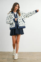 Floral  Collared Button-Down Jacket