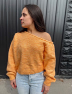 Orange Asymmetrical Shoulder Sweater