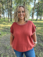 Curvy - Stitch Detailed Oversize Sweater Vest