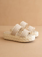 The Polly | Cream Ruffle Strap Platform Sandal
