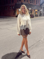 Sweetheart Lace Trim Sweater