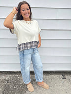 Plaid Peplum Blouse