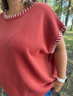 Curvy - Stitch Detailed Oversize Sweater Vest