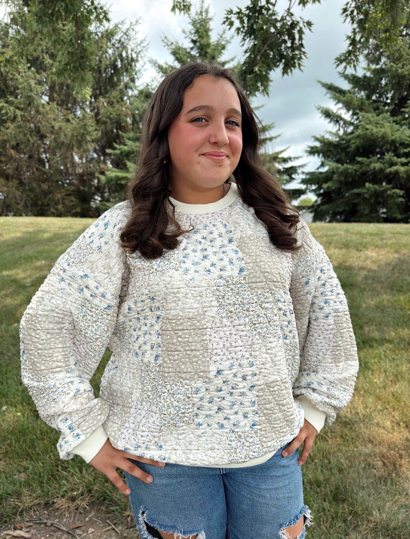 Bloom & Stitch Quilted Pullover