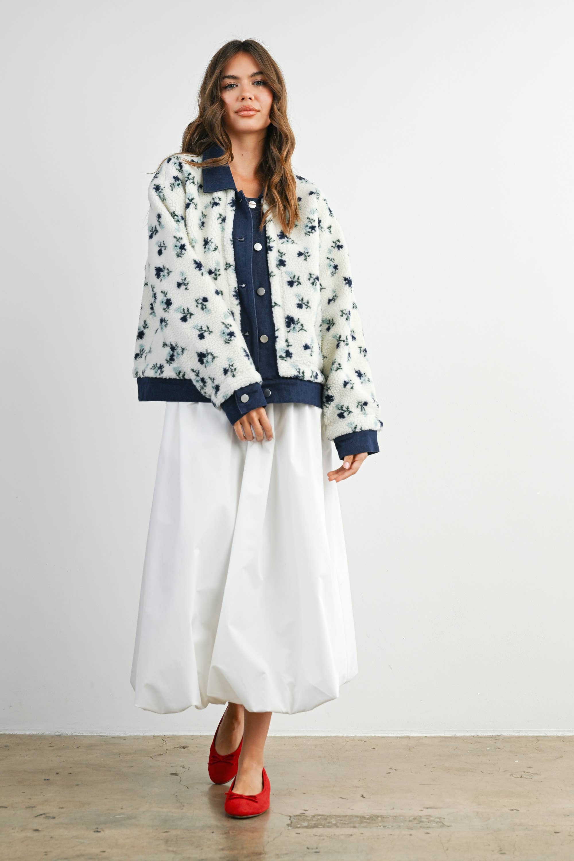 Floral  Collared Button-Down Jacket