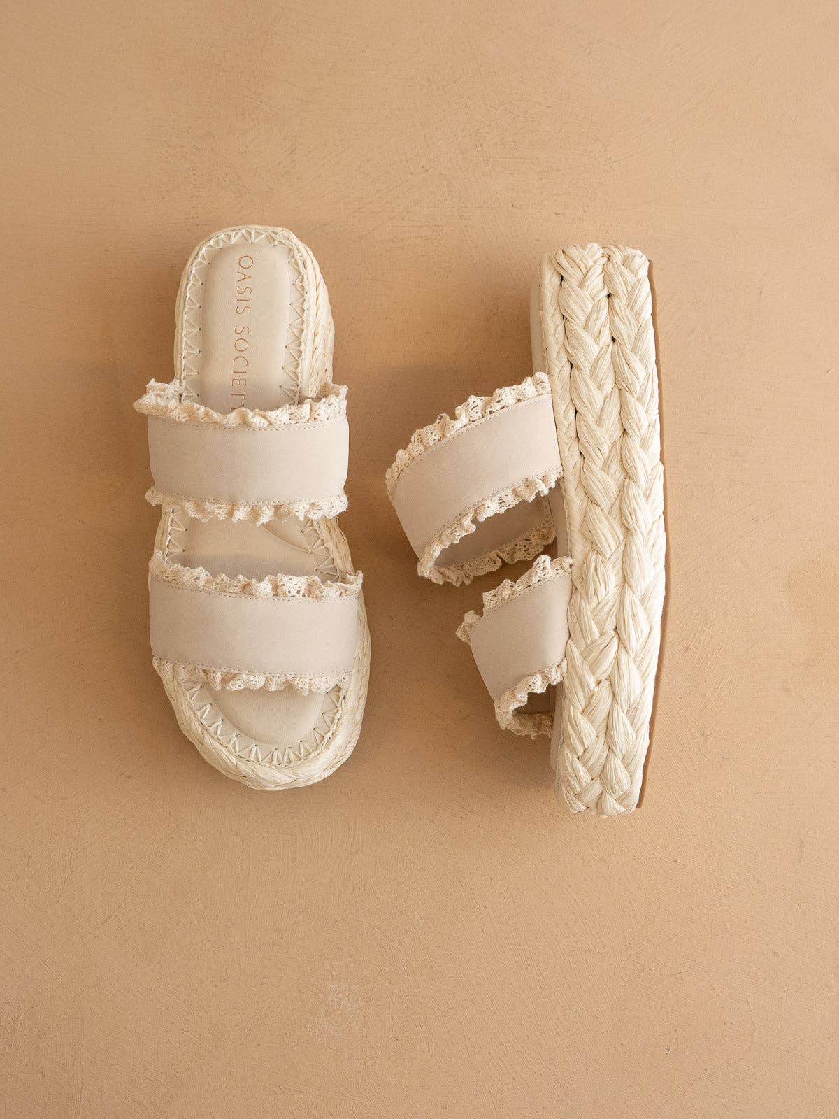 The Polly | Cream Ruffle Strap Platform Sandal