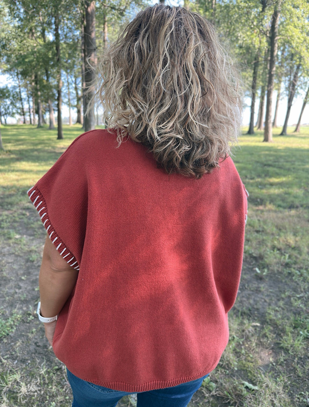 Curvy - Stitch Detailed Oversize Sweater Vest