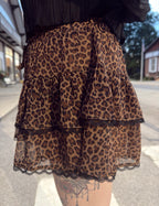 Leopard Tiered Lace Skort