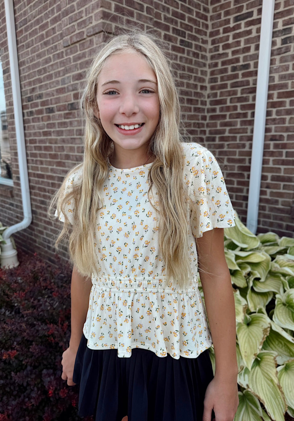 Tween - Flutter Sleeve Peplum Top