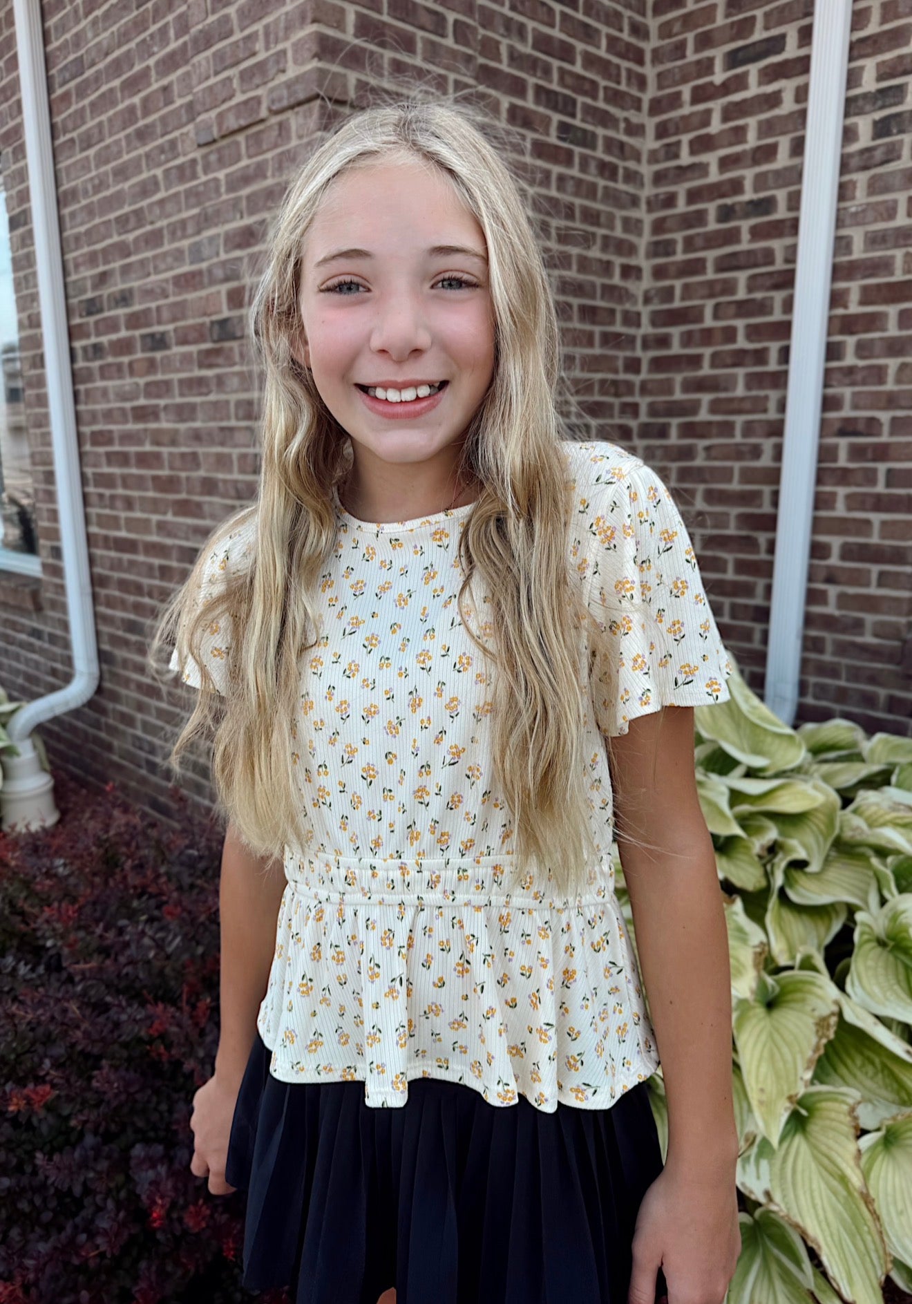 Tween - Flutter Sleeve Peplum Top