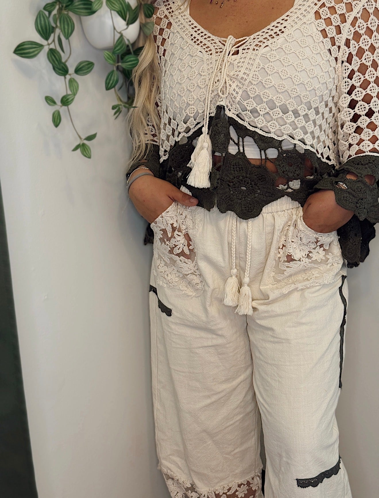 Lace Patchwork Jogger Pants