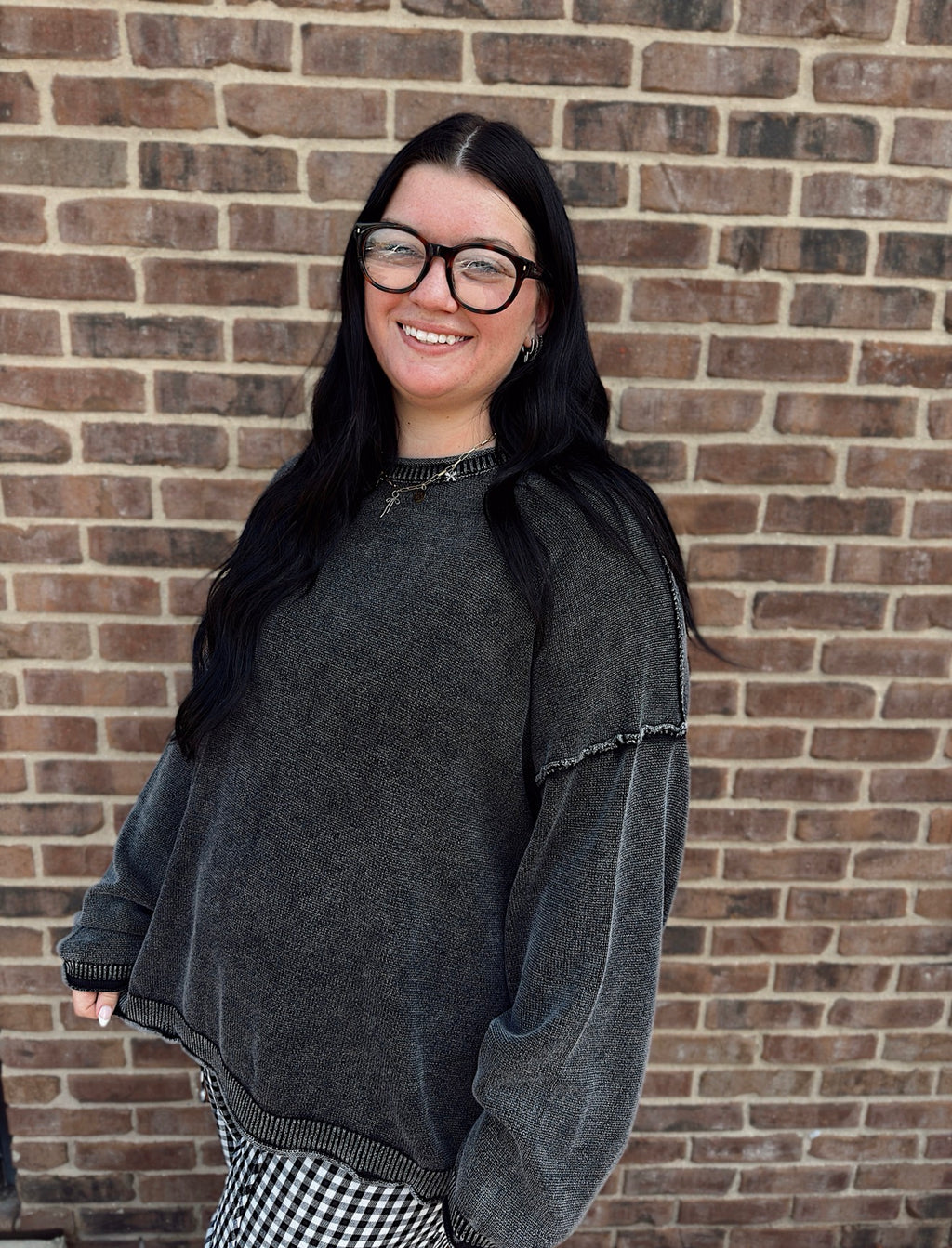 Vintage Wash Raw Edge Sweater