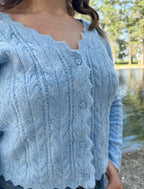 Scallop Hem Cable Knit Cardigan