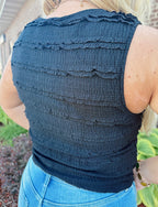 Textured Button-Front Vest Top