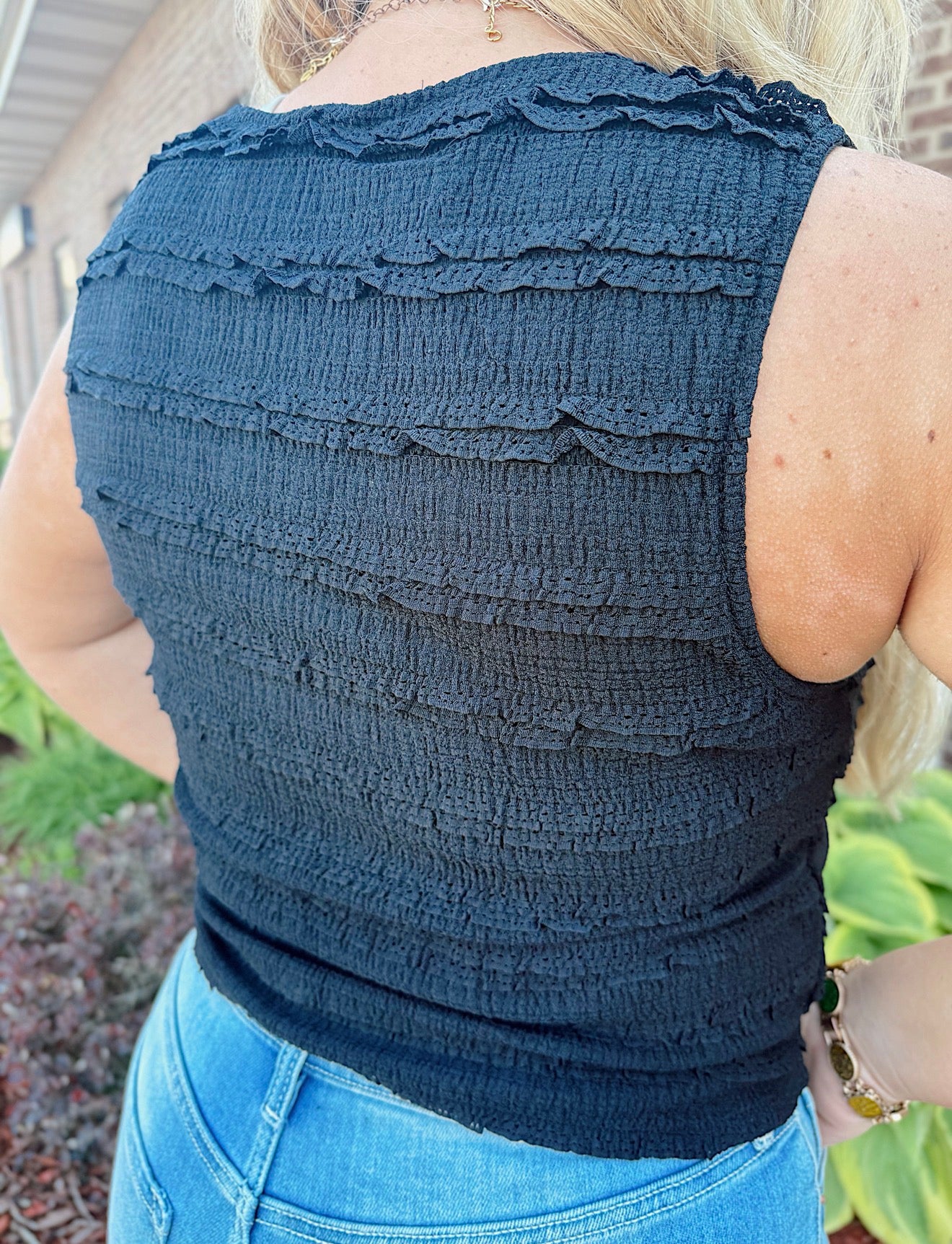 Textured Button-Front Vest Top