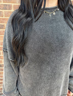 Vintage Wash Raw Edge Sweater