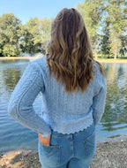 Scallop Hem Cable Knit Cardigan
