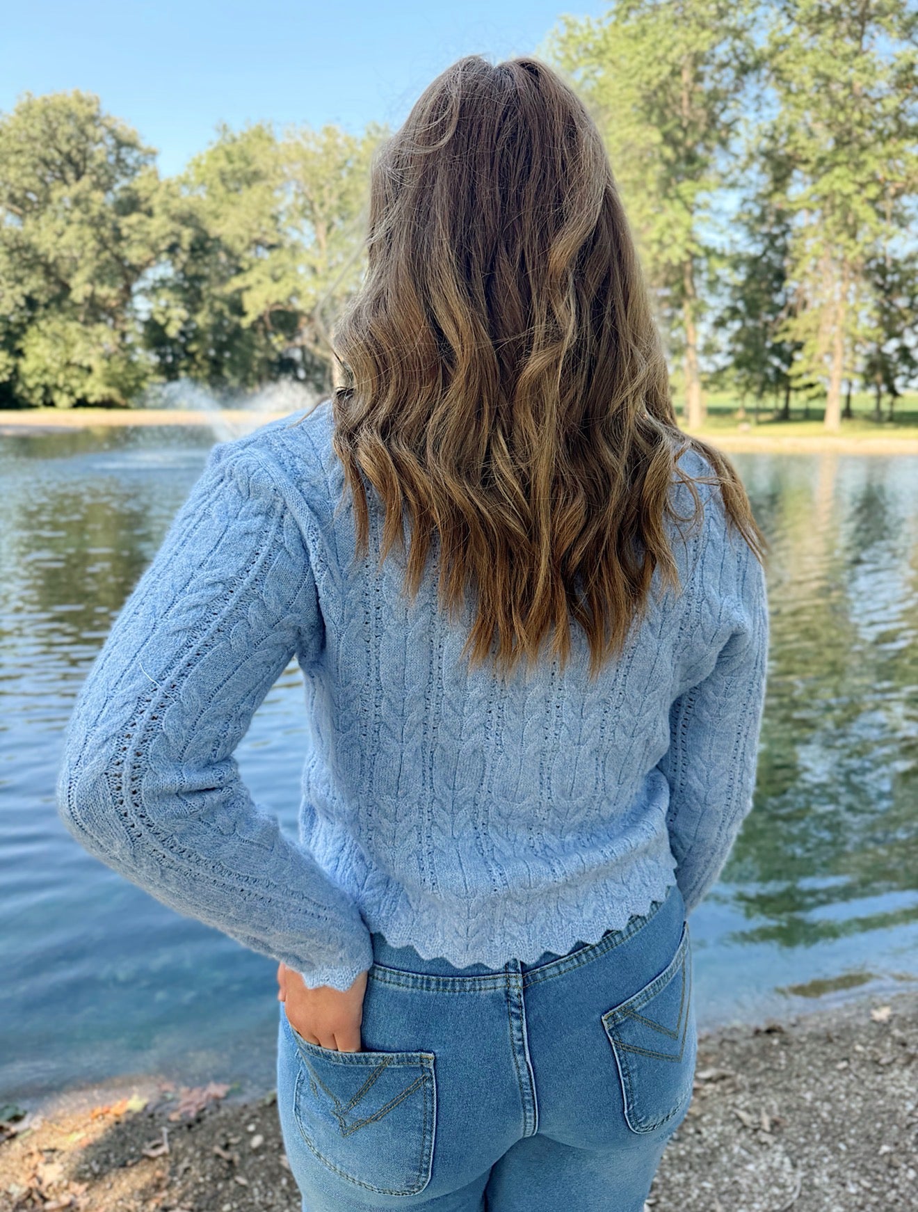 Scallop Hem Cable Knit Cardigan