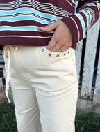 Grommet Detail Drawstring Pants