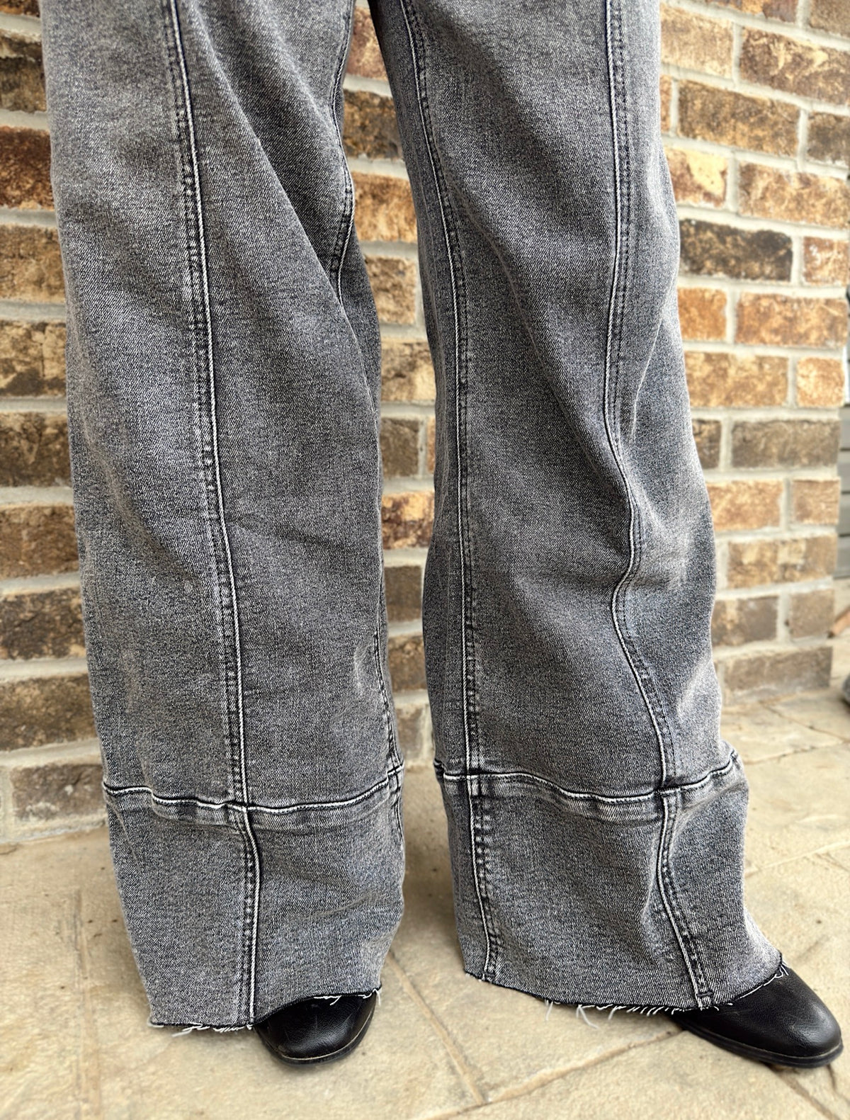 High Rise Grey Wash Palazzo Jeans