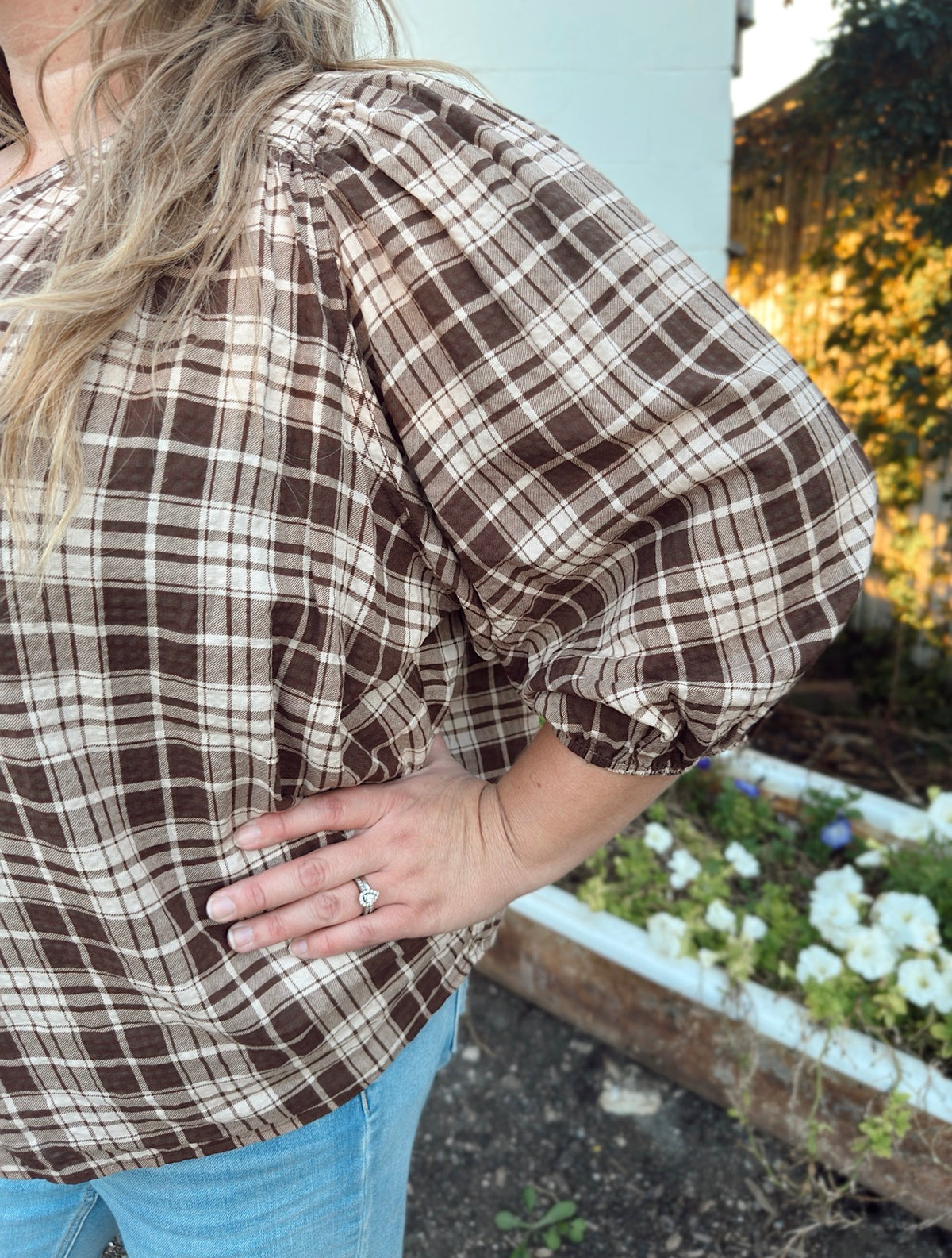 Curvy - Harvest Plaid Button-Up Top