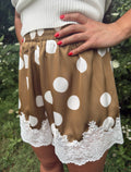 Polka Dot Lace Trim Satin Shorts