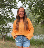 Orange Knit Button Up Cardigan