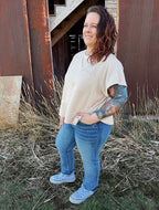 Curvy - Flared Hem Waffle Knit Casual Top