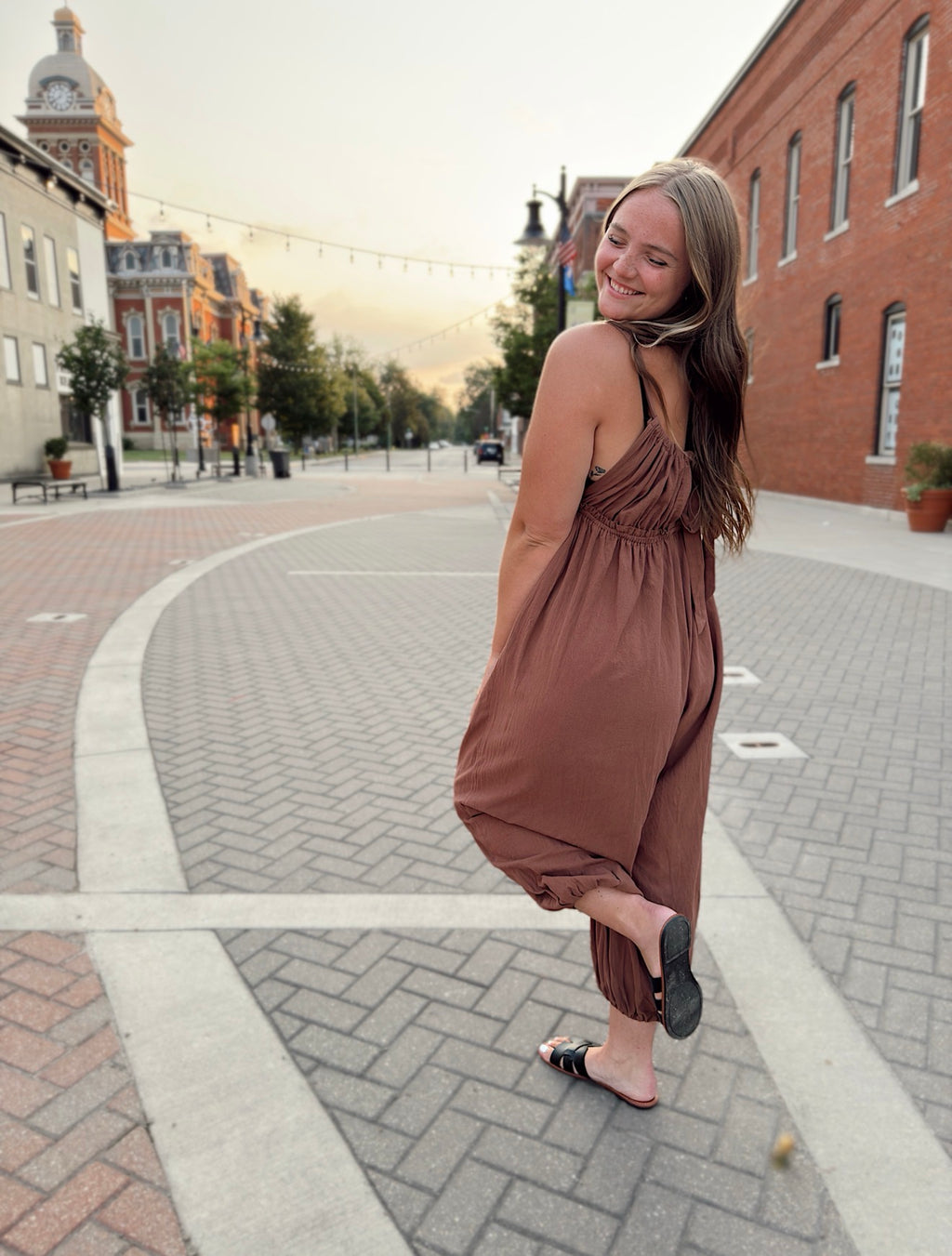 Adjustable Strap Balloon Leg Jumpsuit