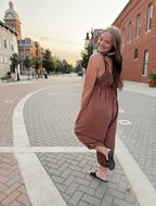 Adjustable Strap Balloon Leg Jumpsuit