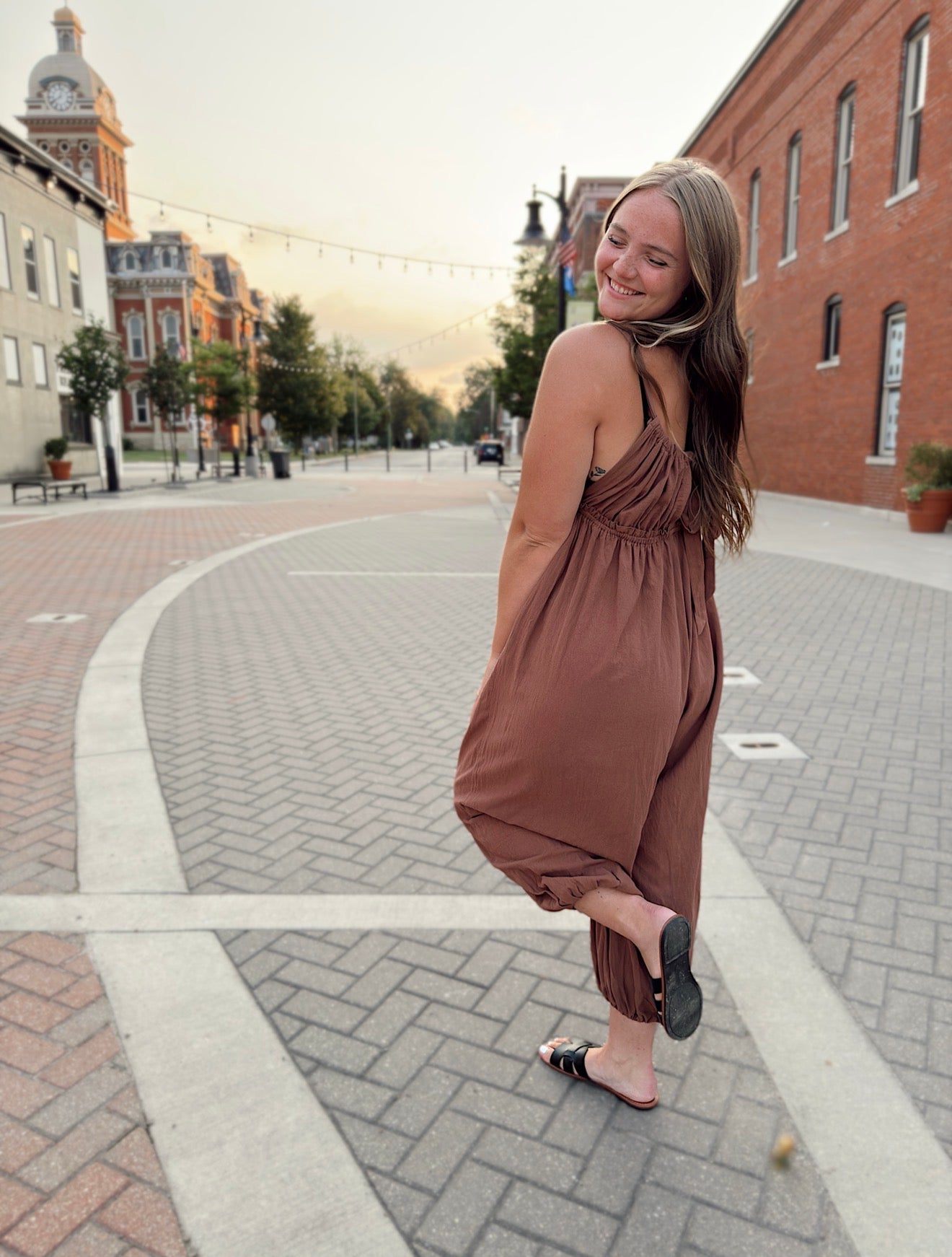 Adjustable Strap Balloon Leg Jumpsuit