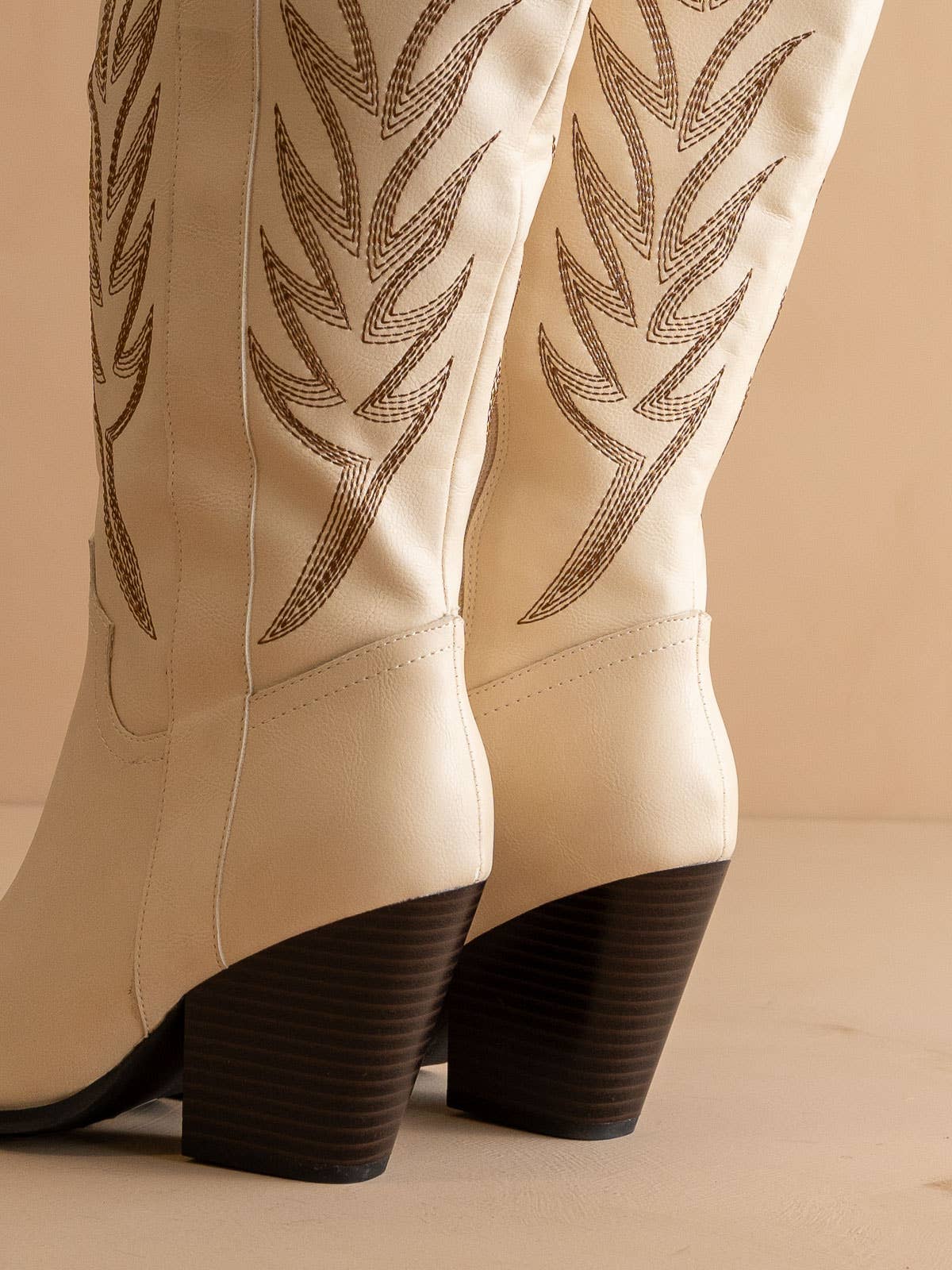 Off White Knee High Cowboy Boot