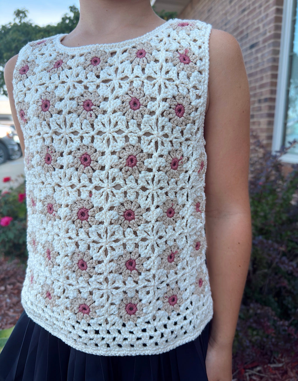 Tween - Floral Crochet Top