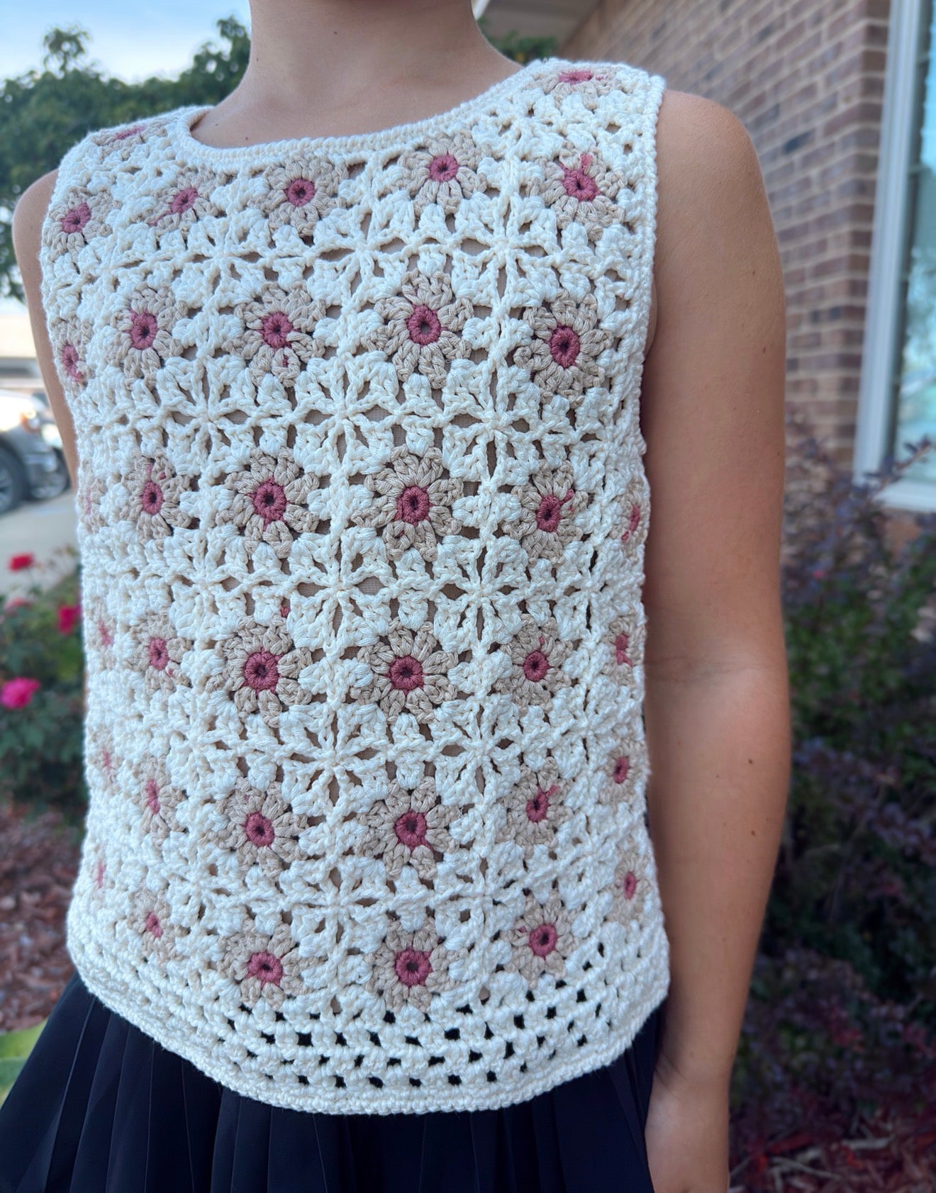 Tween - Floral Crochet Top
