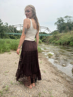 Meadow Bloom Tiered Midi Skirt