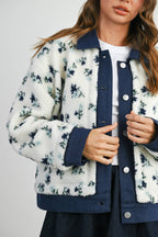 Floral  Collared Button-Down Jacket