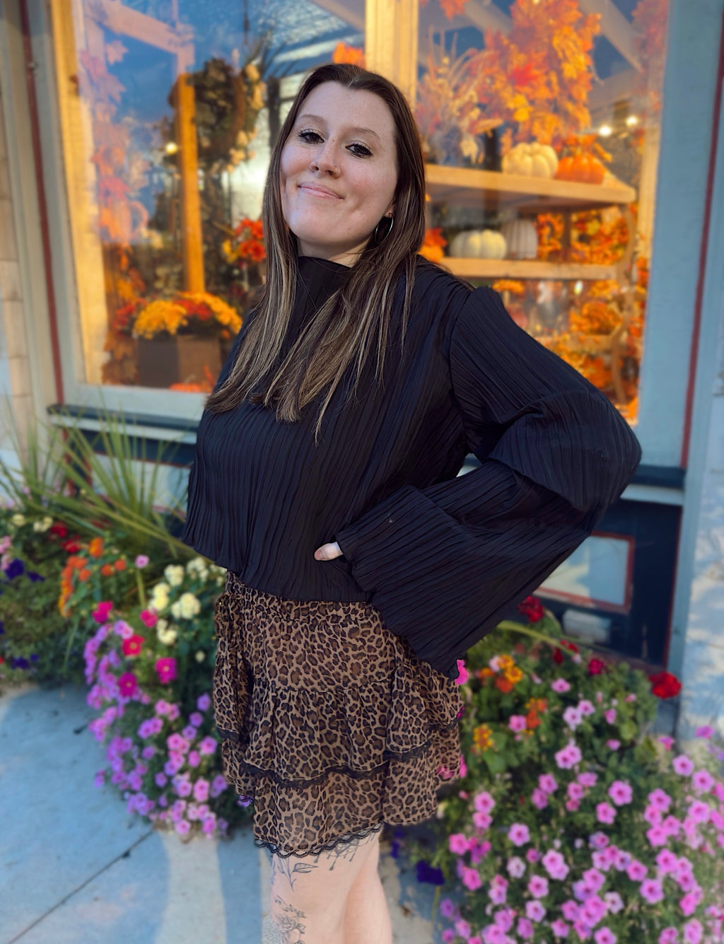 Leopard Tiered Lace Skort