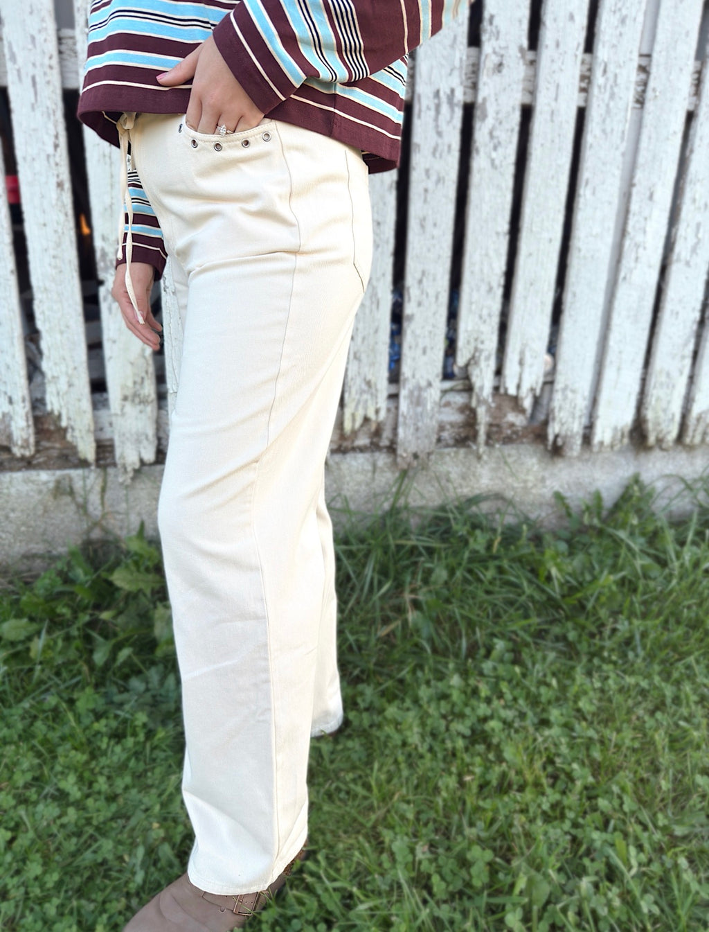 Grommet Detail Drawstring Pants